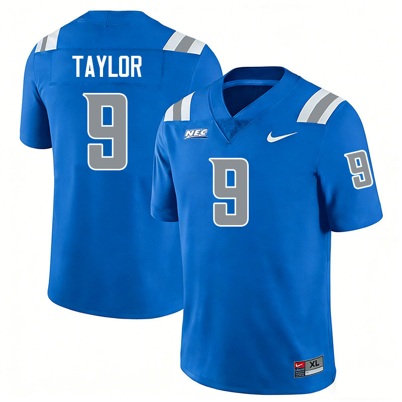 Central Connecticut Blue Devils #9 Gavin Taylor College Football Jerseys,Uniforms-Blue